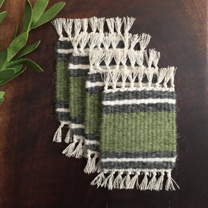 Striped Green & Grey (set of 4) - Free Shipping