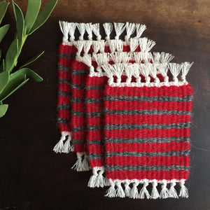 Striped Red & Grey (set of 4) - Free Shipping