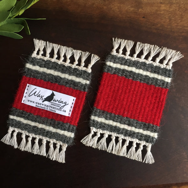 Striped Red, Grey & White (set of 4) - Free Shipping