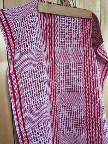 Red Striped Handwoven Tea Towel (100% Cotton)