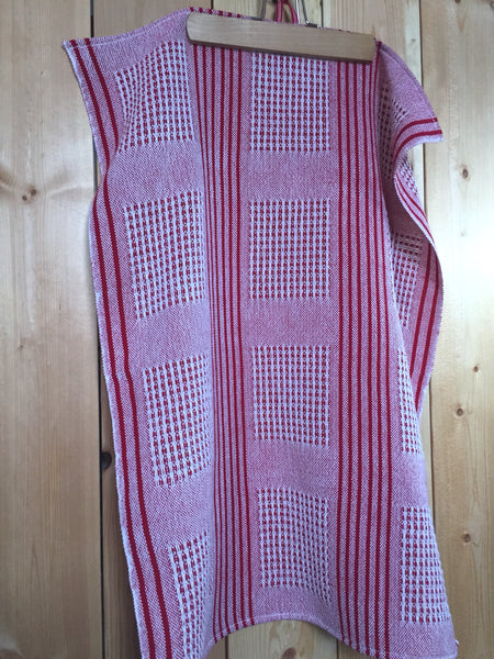 Red Striped Handwoven Tea Towel (100% Cotton)