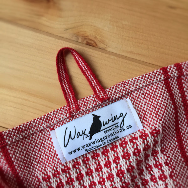 Red Striped Handwoven Tea Towel (100% Cotton)