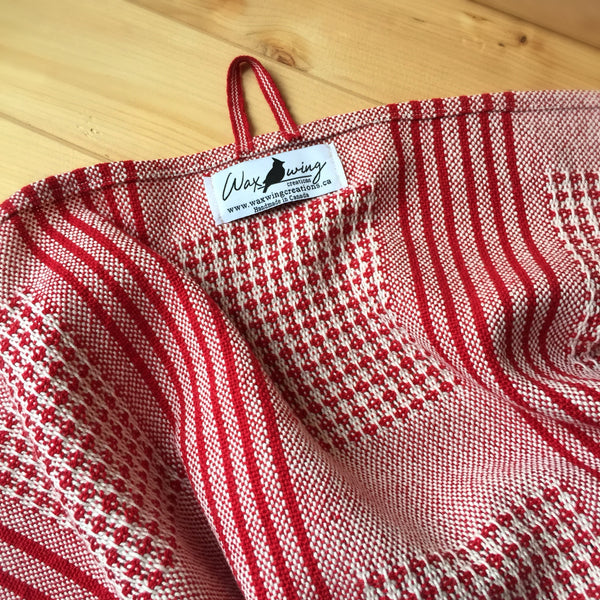 Red Striped Handwoven Tea Towel (100% Cotton)