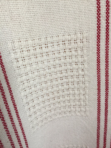 White & Red Striped Handwoven Tea Towel (100% Cotton)