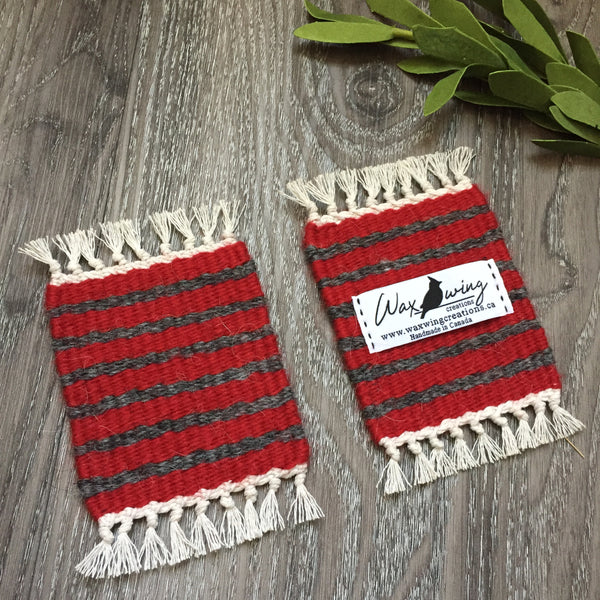 Striped Red & Grey (set of 4) - Free Shipping