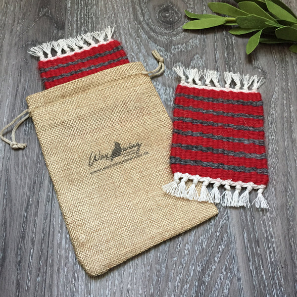 Striped Red & Grey (set of 4) - Free Shipping