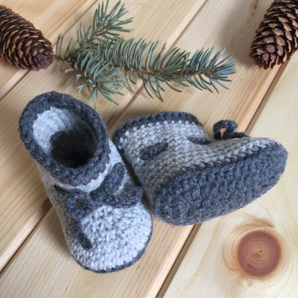 Merino-Cashmere Newborn Booties - Light Grey