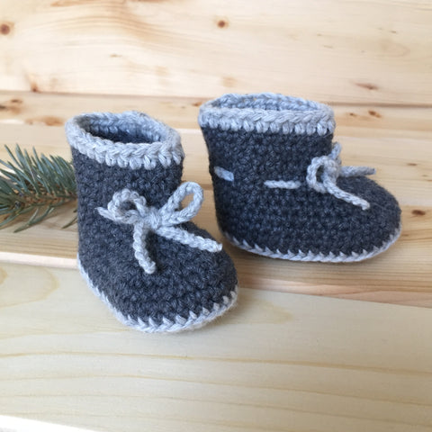 Merino-Cashmere Newborn Booties - Dark Grey